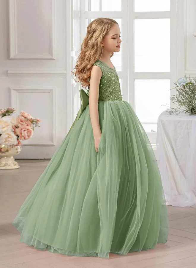 Take Two  Girls Green Embellished Sleeveless Maxi Dress for Women | Best Price UAE